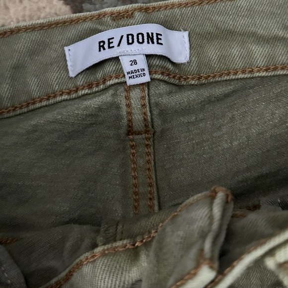 RE/DONE 70s Ultra High Rise Stove Pipe Raw Washed Sage Jeans Size 28 - Picture 7 of 8